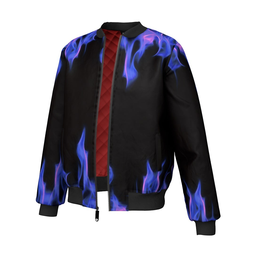 Purple Flame Bomber Jacket