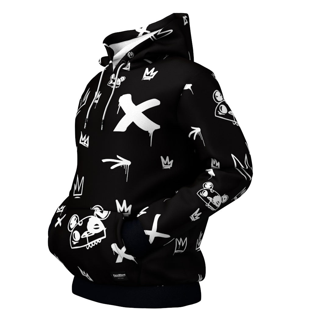 Kings Pattern Black Hoodie