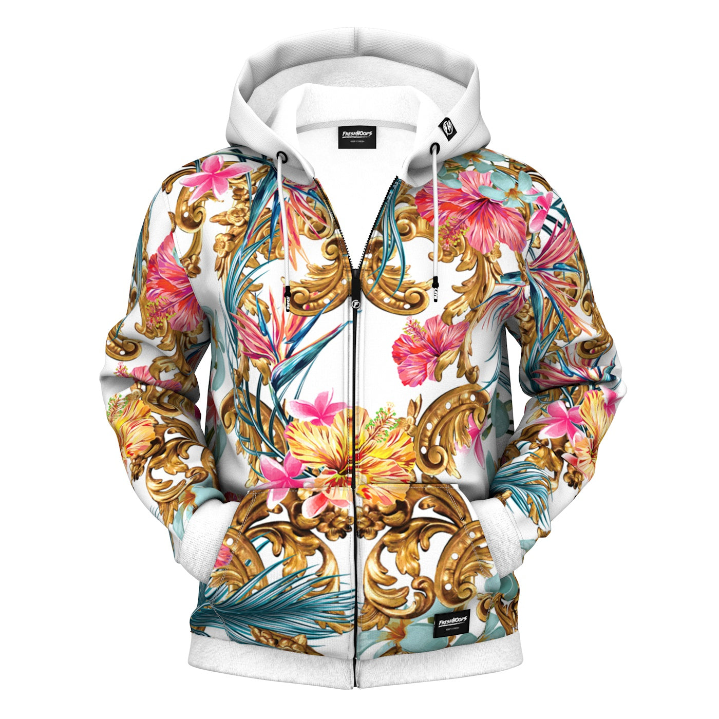 Hidden Hibiscus Zip Up Hoodie