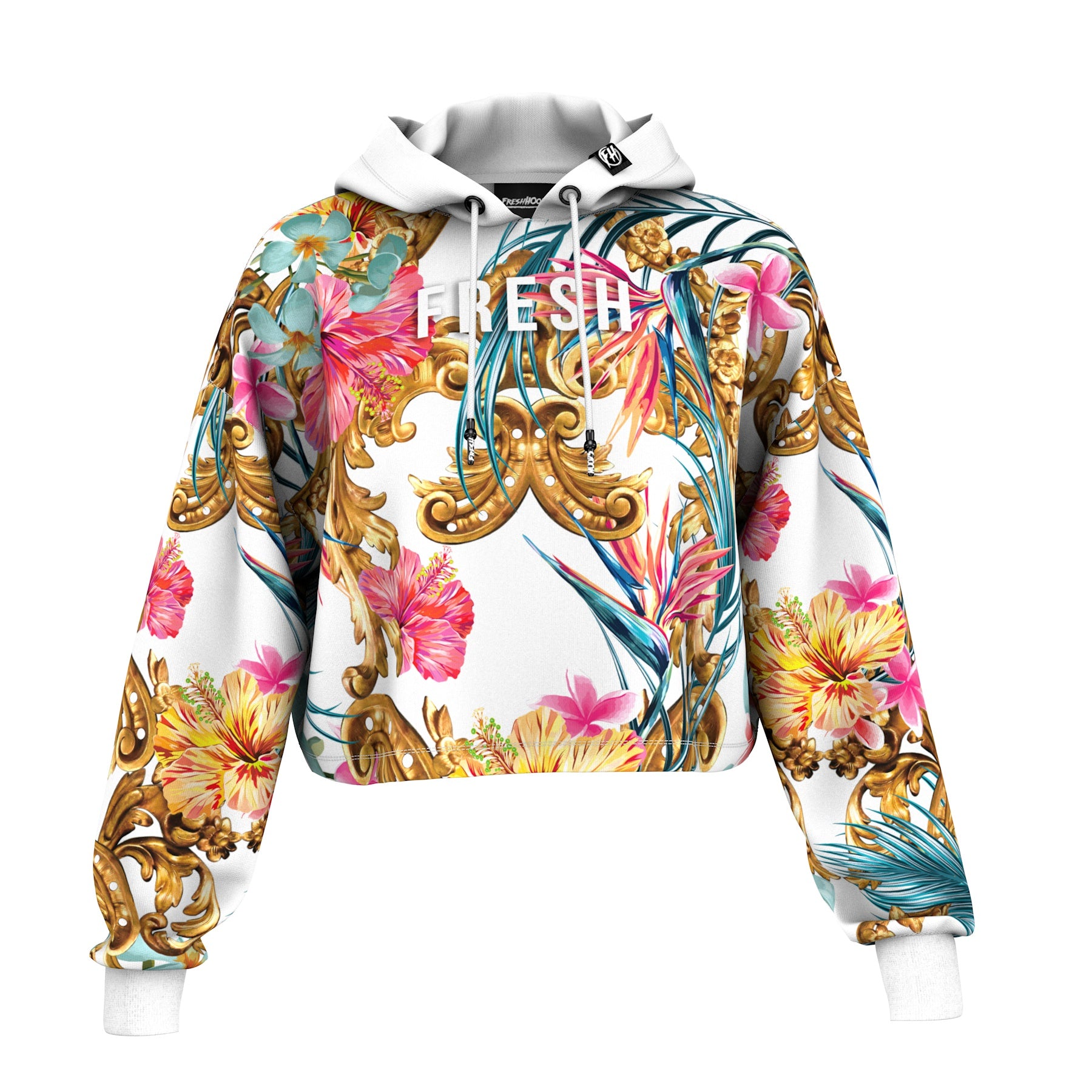 Hidden Hibiscus Cropped Hoodie