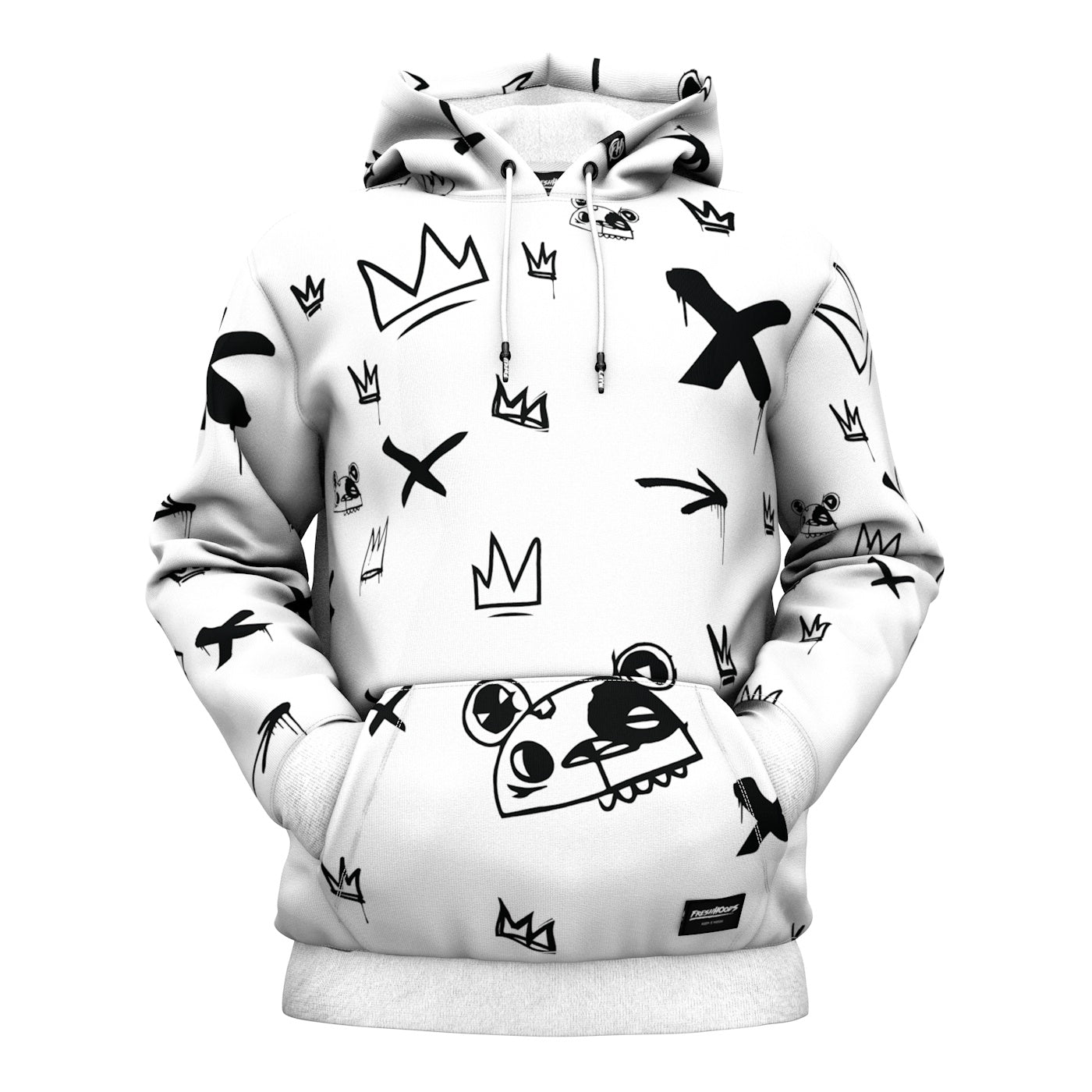 Kings Pattern White Hoodie