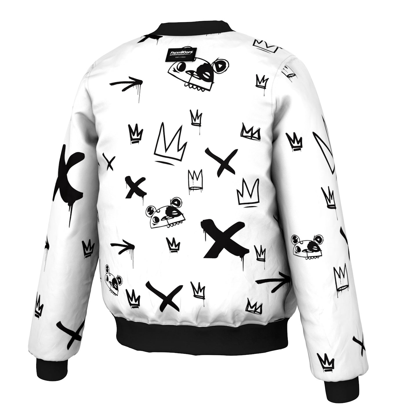 Kings Pattern White Bomber Jacket