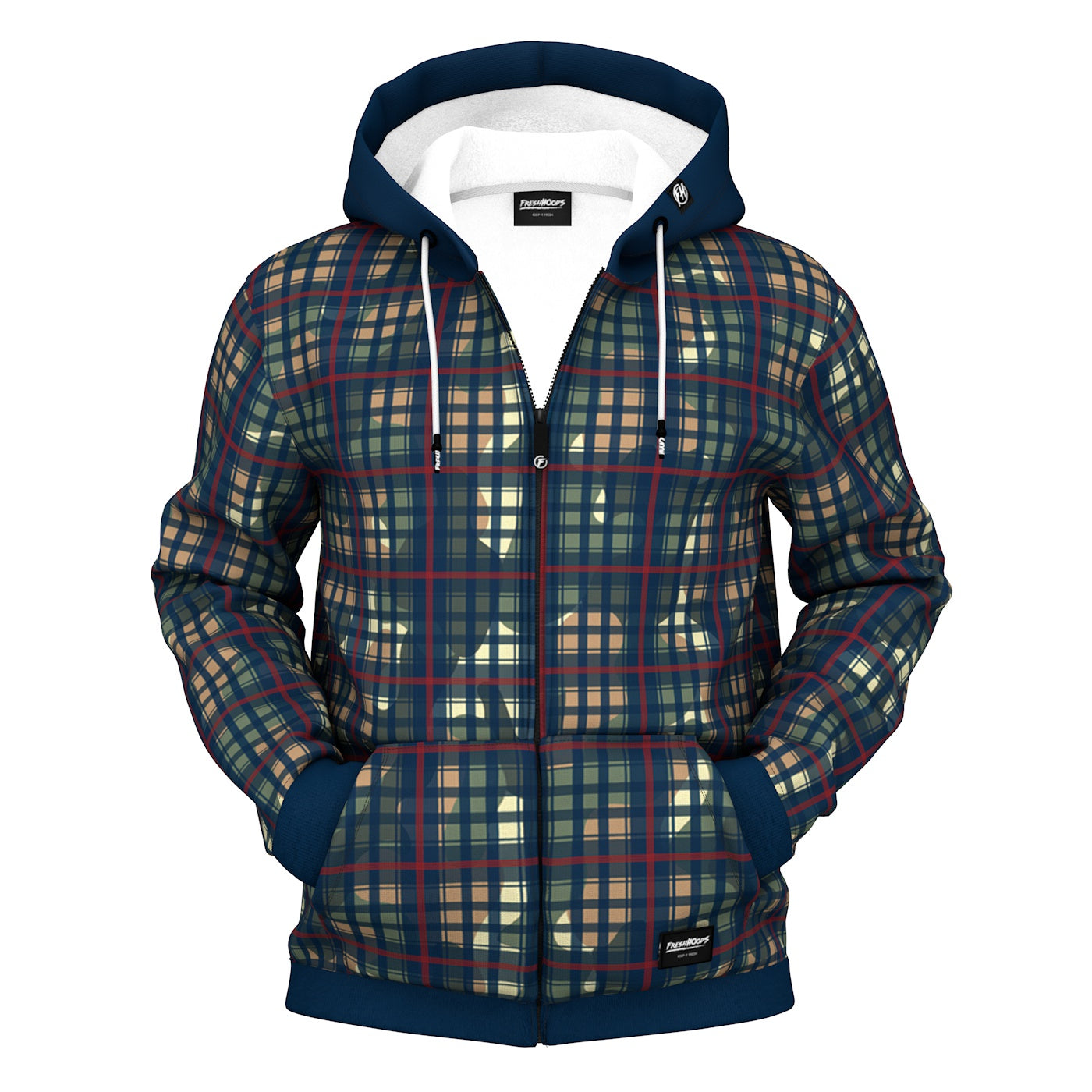 Multiplaid Zip Up Hoodie