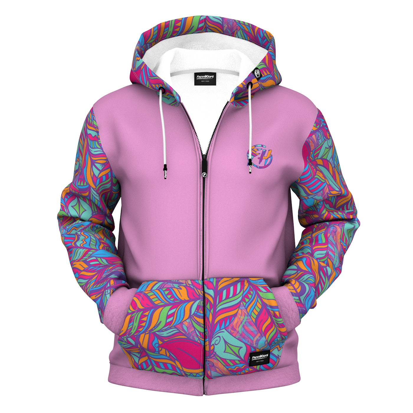 Neon Feathers Zip Up Hoodie