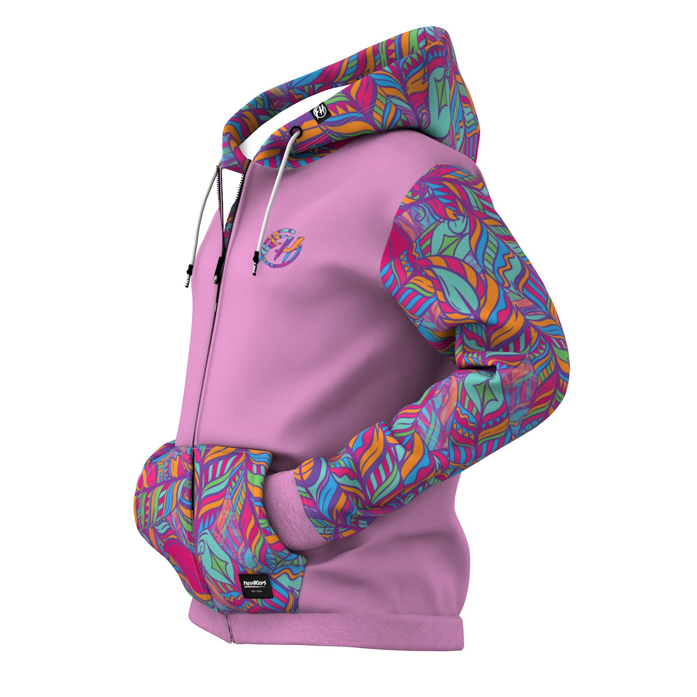 Neon Feathers Zip Up Hoodie