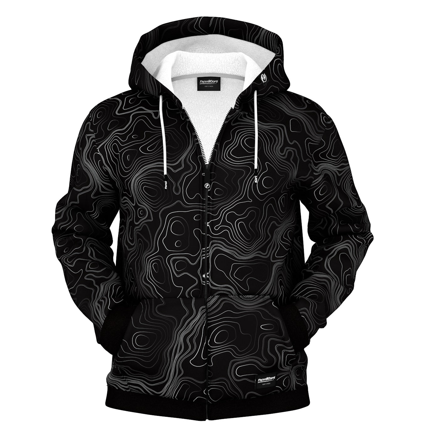 Topographical Zip Up Hoodie