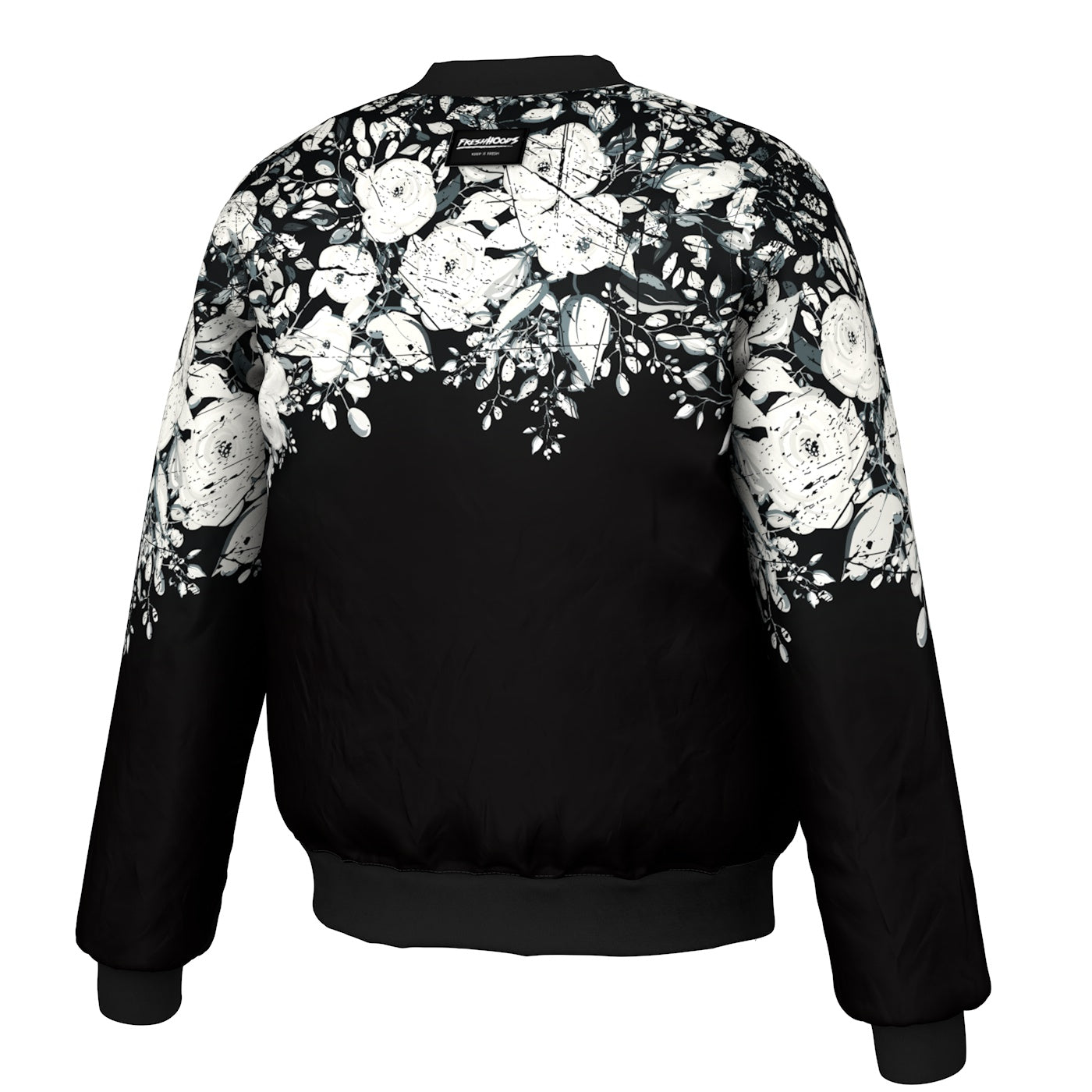 White Rose Blossom Bomber Jacket