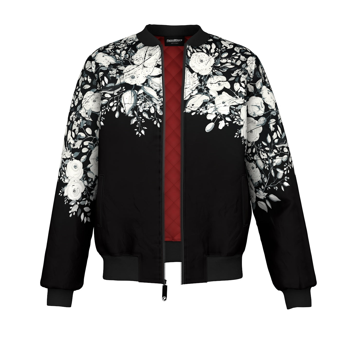 White Rose Blossom Bomber Jacket