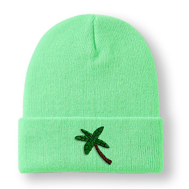 Palm Embroidered Cuffed Beanie